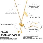 color: P1019-B Style Wealth Gourd Gold Necklace -40.5+5cm