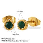 color: EH1255GNG Green Rhinestone Stud Earrings