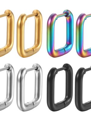 Stainless Steel Square N Ear Clip Unisex Special-Shaped Earrings