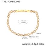 color: TXE370-Gold 8 Letter Zircon Bracelet 19cm