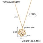 color: TXP308-Gold 5A Zircon Rotating Flower Necklace 41+5cm