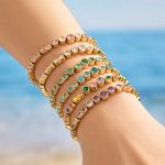 New Chinese Style round Zircon Dopamine Stainless Steel Gold Plated Light Luxury and Simplicity Bracelet Necklace and Earrings Suite