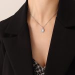 color: P254-Steel Color Cat's Eye Stone Necklace -39+5cm
