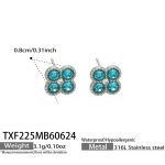 color: TXF225-Sky Blue Color Zircon Steel Color Earrings