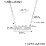 color: P1230-Steel Color MOM Zircon Necklace 38+5cm