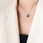 color: P435-Green Zircon Steel Color Necklace -40+5cm