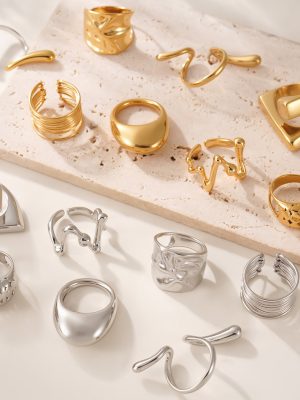Personalized Wide Version Hollow Open-End Knuckle Ring Cold Stainless Steel 18K Golden Index Finger Ring
