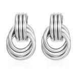 color: Multi Layer Three Ring Earrings Steel Color MS-715