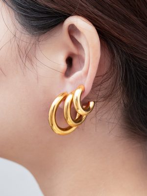 Stainless Steel C- Shaped Earrings Bold Thickened Women's Simple Earrings