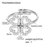 color: TXA296-Steel Color 5A Zircon Ring -Size 7