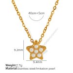 color: XL225 White Bead Gold Necklace