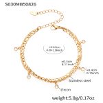 color: S030-Gold Double Layer Beveled Anklet 21+5cm