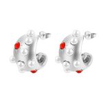 color: Inlaid Pearl Zircon Earrings Steel Color
