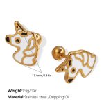 color: EH915WEG White Enamel Gold Stud Earrings