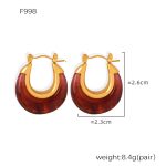 color: F998-Red Resin Gold Earrings