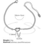 color: SL100 White Rhinestone V Steel Color Bracelet SL100SV