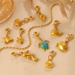 Ocean Series Beach DIY Sea Turtle Seahorse Shell Jewelry Buckle Pendant Stainless Steel 18K Gold Plating Accessories