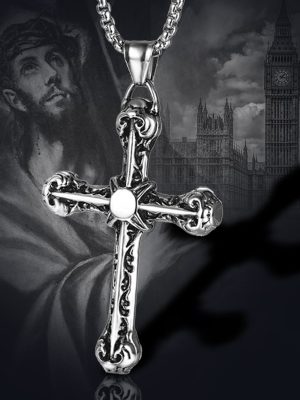 New Stainless Steel Sweater Necklace Cross Men's and Women's Sweater Chains Domineering Ornament