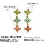 color: TXF617-Multicolor Zircon Gold Earrings