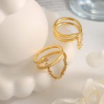 Retro Simple Temperamental Index Finger Double-Layer Ring Small Chain Ring Female Stainless Steel 18K Gold Plating Non-Fading A107