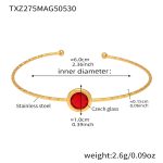 color: TXZ275-Gold Imported Czech Red Glass Stone Bangle