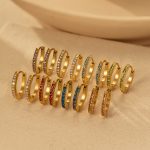 Gold Diamond Small Earrings Women's All-Match Gang Drill Ear Ring 18K Plated Earrings Stainless Steel Ear Clip