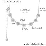 color: P1172-Steel Color Heart Slide Necklace 64cm