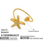 color: A1000-White Zircon Starfish Open Ring -H