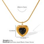 color: XL92 Glass Stone Gold Necklace