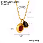 color: P1449-Gold Red Black Zircon Necklace