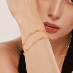 Ultra Fine Coil Bracelet Hand Ring Stainless Steel PVD Electroplated Real Gold Jewelry for Women