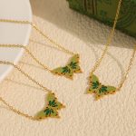 Simple Colorful Oil Necklace Butterfly Pendant Necklace Exquisite Advanced Light Luxury Design Clavicle Chain Stainless Steel Plated 18K