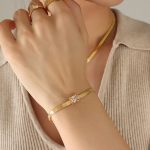 color: E377-Champagne Zircon Gold Bracelet -14+5cm