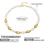 color: TXP604-White Resin Gold Necklace -44.5+5cm