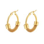 color: Half Mesh Earrings Gold MS-078