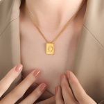 color: P1506-D Letter Gold Necklace -40+5cm