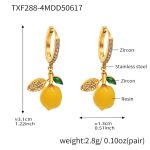 color: TXF288-4 Lemon Gold White Rhinestone Tassel Earrings