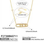 color: P273-Movable Zircon Gold Necklace -40+5cm