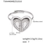 color: TXA446-Steel Color Heart Zircon Ring -Size 7
