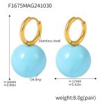 color: F1675-Gold Light Blue Enamel Earrings