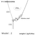 color: P1178-2 Steel Color Curb Chain Necklace 49cm