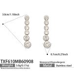 color: TXF610-White Zircon Steel Color Earrings