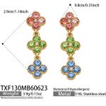 color: TXF130-Colorful Zircon Gold Earrings