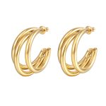 color: Three-wire Hollow Earrings Gold MS-069
