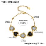 color: TXE510-Black Faceted Stone Gold Bracelet 16.5+5cm