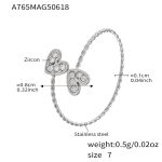 color: A765-Steel Color 5A Zircon Heart Ring / size: US 7