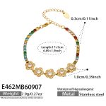 color: E462-Flower Multicolor Zircon Gold Bracelet -17+5cm