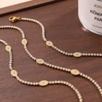 High-Grade Full Diamond Bracelet Female Roman Digital Element Diamond Women's Necklace Stainless Steel Ornament