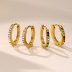 Colorful Stud Earrings Simple and Compact Design Women's Inlaid Zircon Color Earring Ear Clip Tide