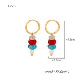 color: F226-Red Natural Stone Earrings